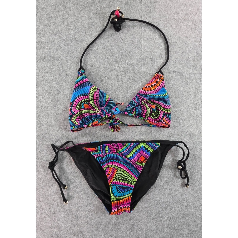 Gossip Go Black Multicolor 2 Piece Swim Suit Bikini For Women, Size M